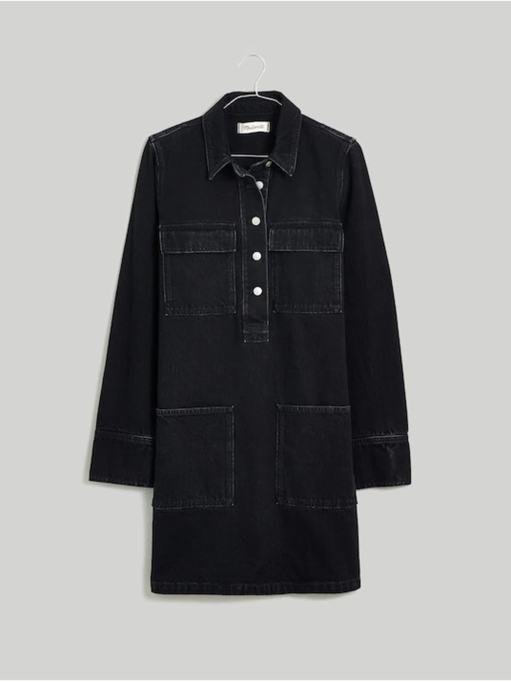 Black Oversized Utility Shirt Dress Jacket